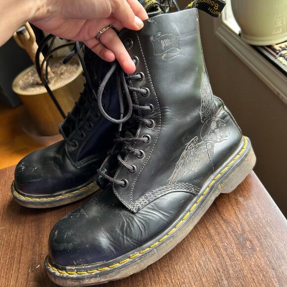 LIMITED 11587001 DR MARTENS BOOTS MODS LASER 10EYE SKULL US 11 STEEL TOE main image 9